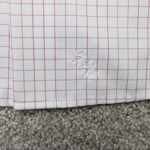 State & Liberty Shirt Men Medium Red/White Athletic Fit 4 Way Stretch L/S Button - Picture 9 of 15